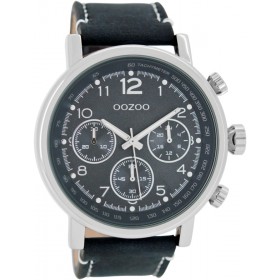 OOZOO Timepieces 51mm Dark Blue Leather Strap C7507